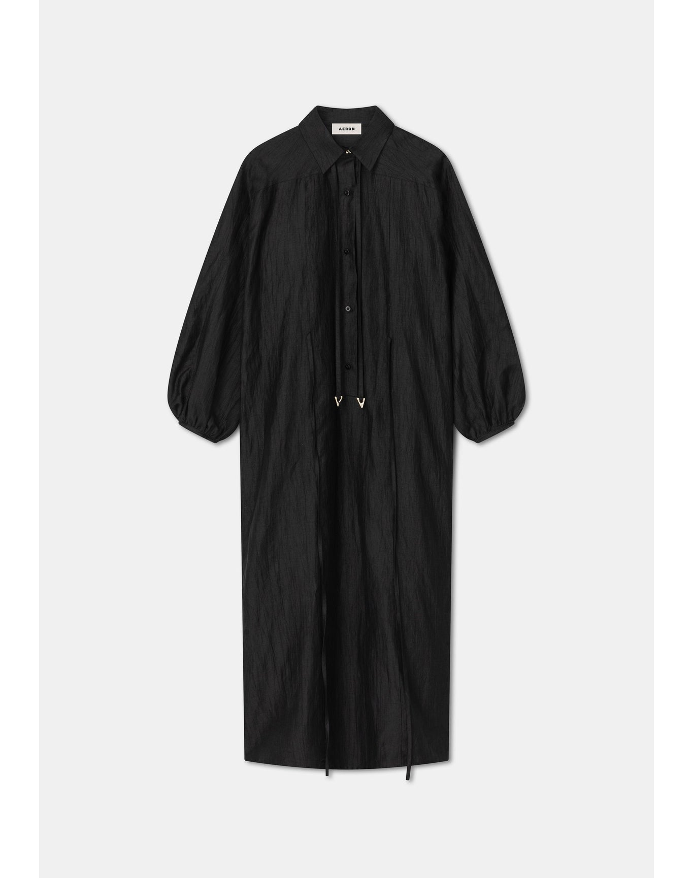 Ann | Linen Shirt Dress | Black