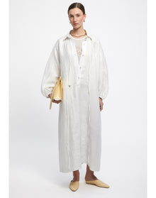 Ann | Linen Shirt Dress | White
