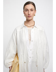 Ann | Linen Shirt Dress | White