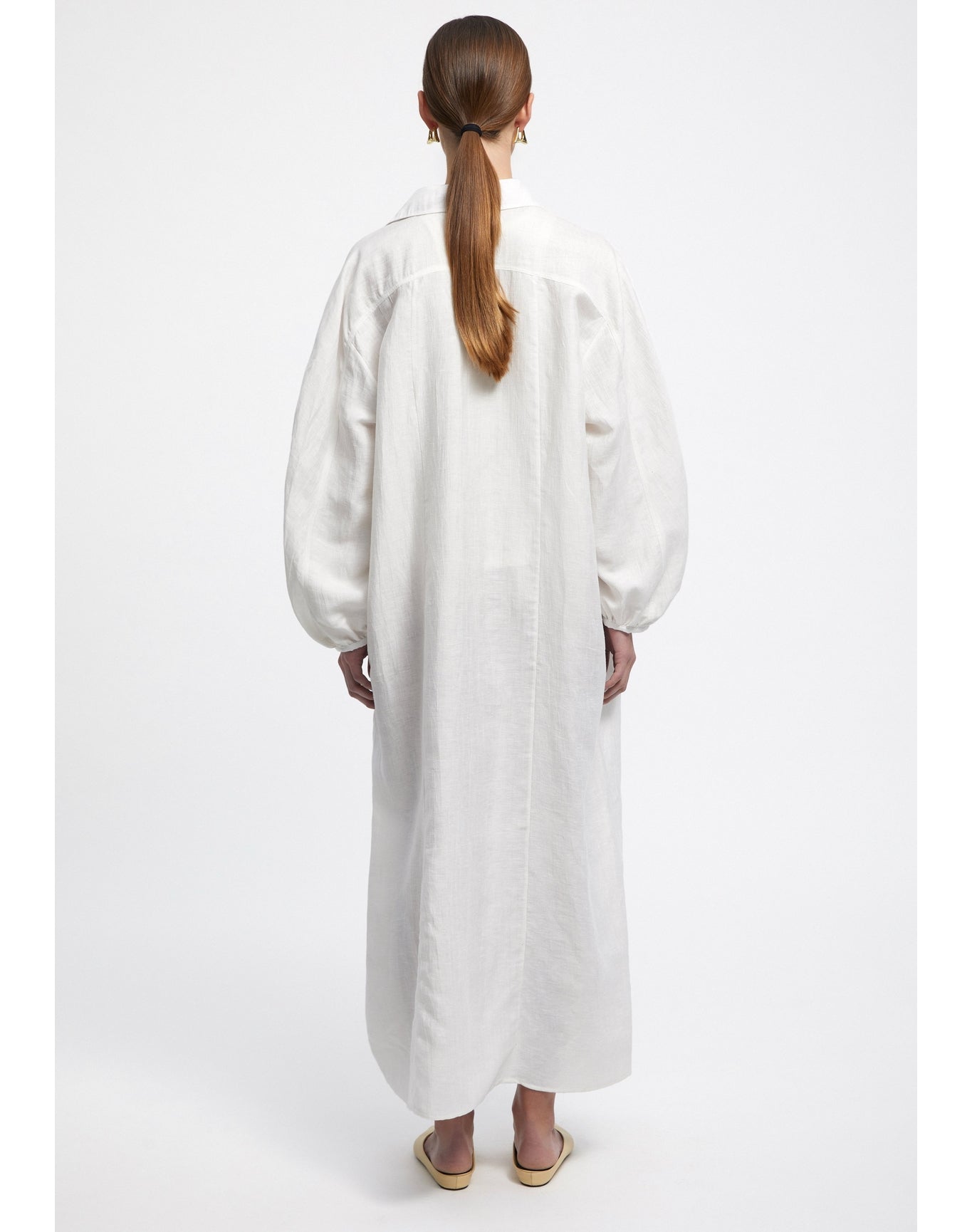 Ann | Linen Shirt Dress | White