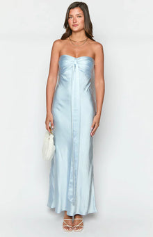 Ariella Satin Strapless Maxi Dress | Blue