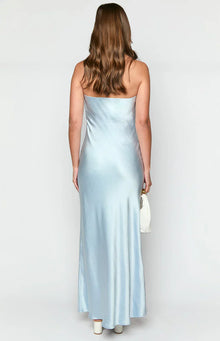 Ariella Satin Strapless Maxi Dress | Blue
