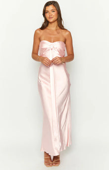 Ariella Satin Strapless Maxi Dress | Pink