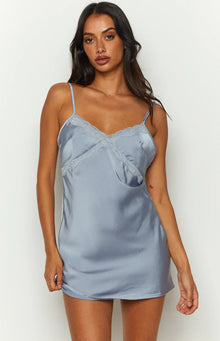 Arlo Satin Lace Mini Dress | Blue