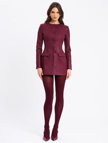 Baila Vegan Leather Blazer Mini Dress | Burgundy