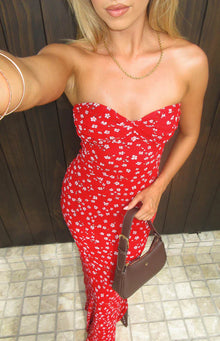 Ashley Floral Formal Maxi Dress | Red