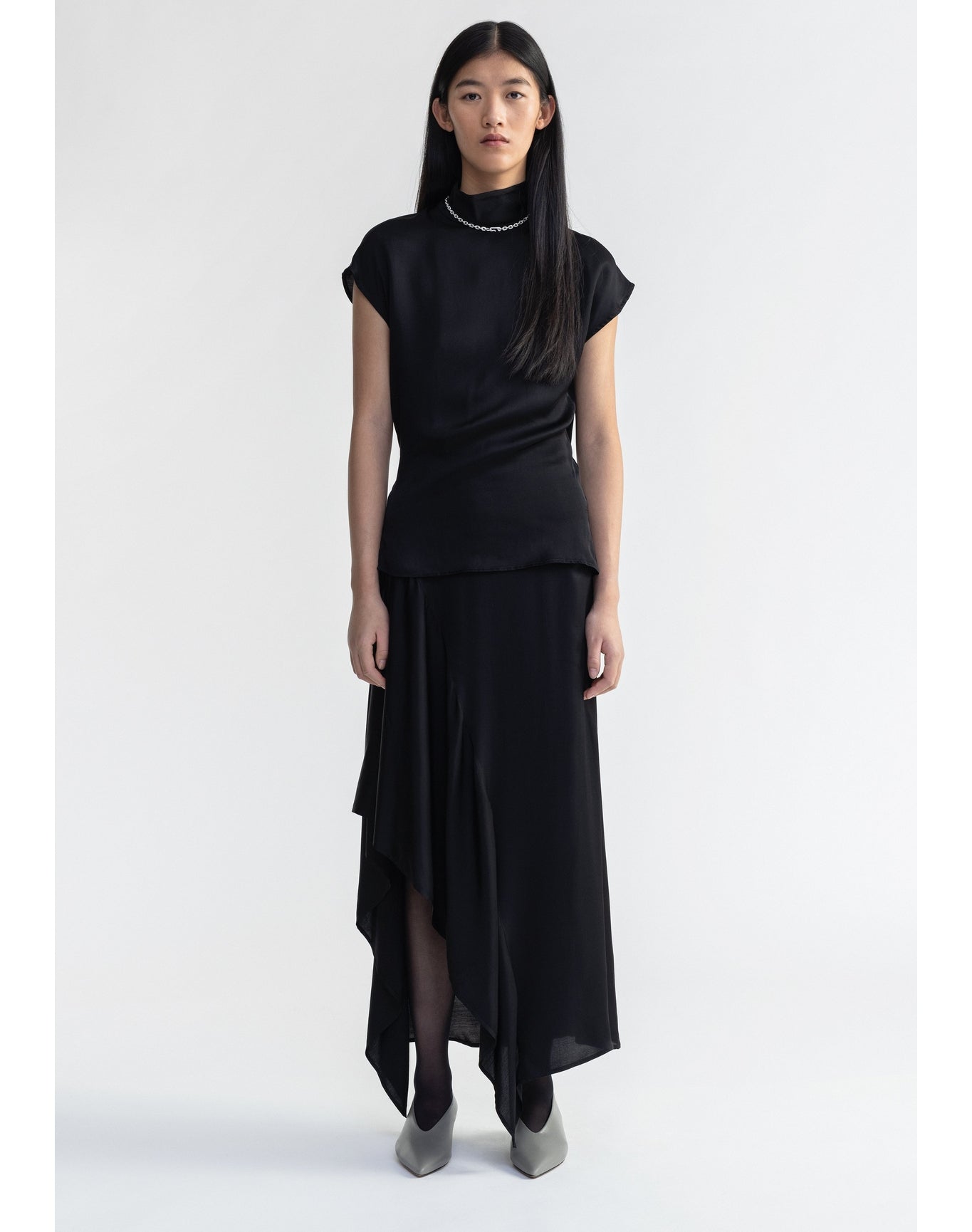Aster | Satin Maxi Skirt | Black