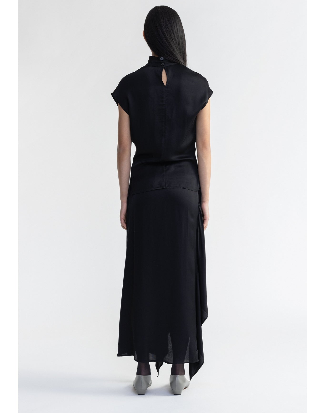 Aster | Satin Maxi Skirt | Black