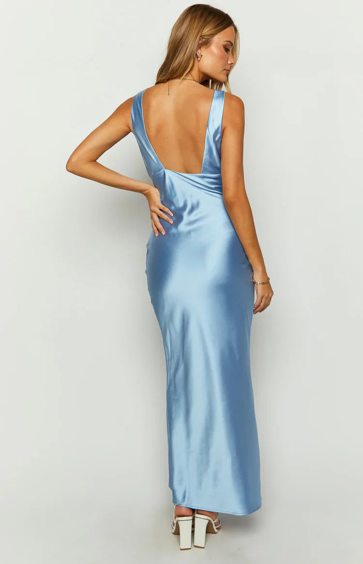 Attina Satin Maxi Dress | Blue
