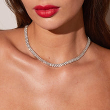 Model woman wearing diamond necklace