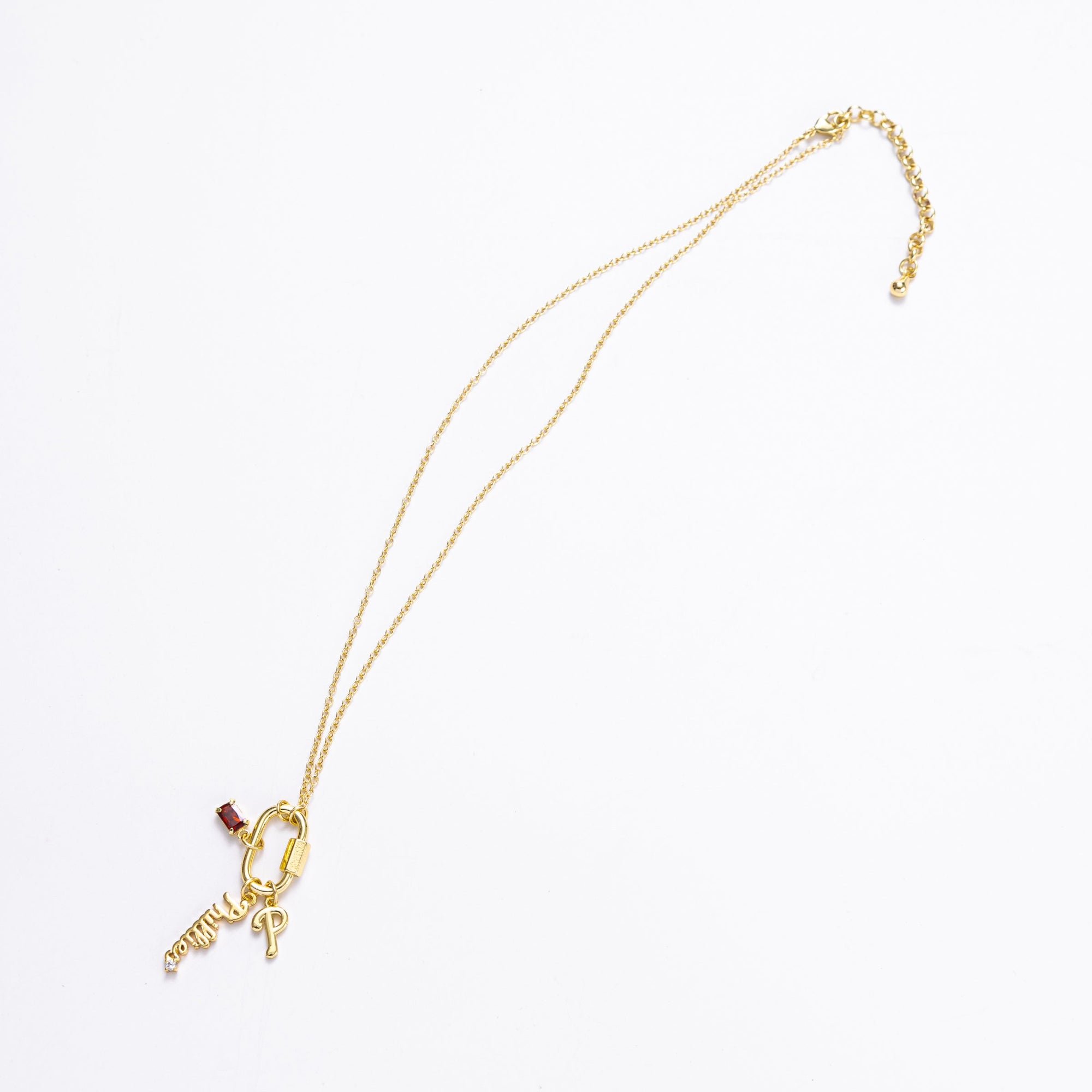 Bijoux Sport by Luv Aj MLB Logo Charm Carabiner Necklace | Philadelphia Phillies | Gold