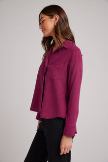 Split Back Button Down - Dark Magenta