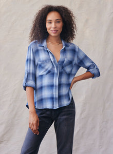 Bella DahlSplit Back Button Down - Indigo Heather PlaidTops