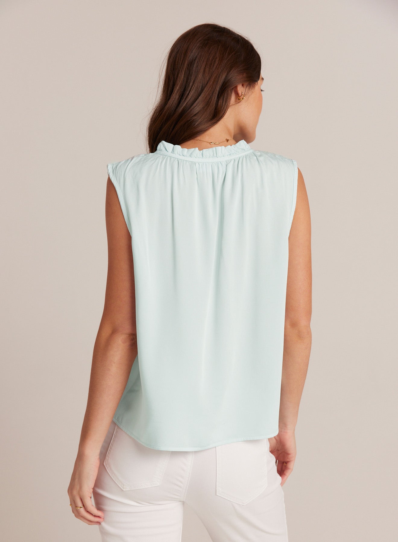 Ruffle Neck Tank | Sea Foam