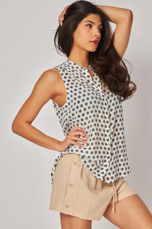 Short Sleeve Pleated Blouse | Dot