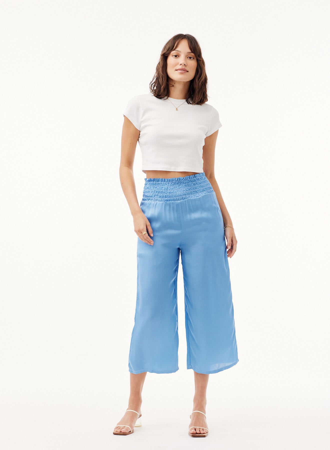 Smocked Wide Leg Crop | Crystal Water