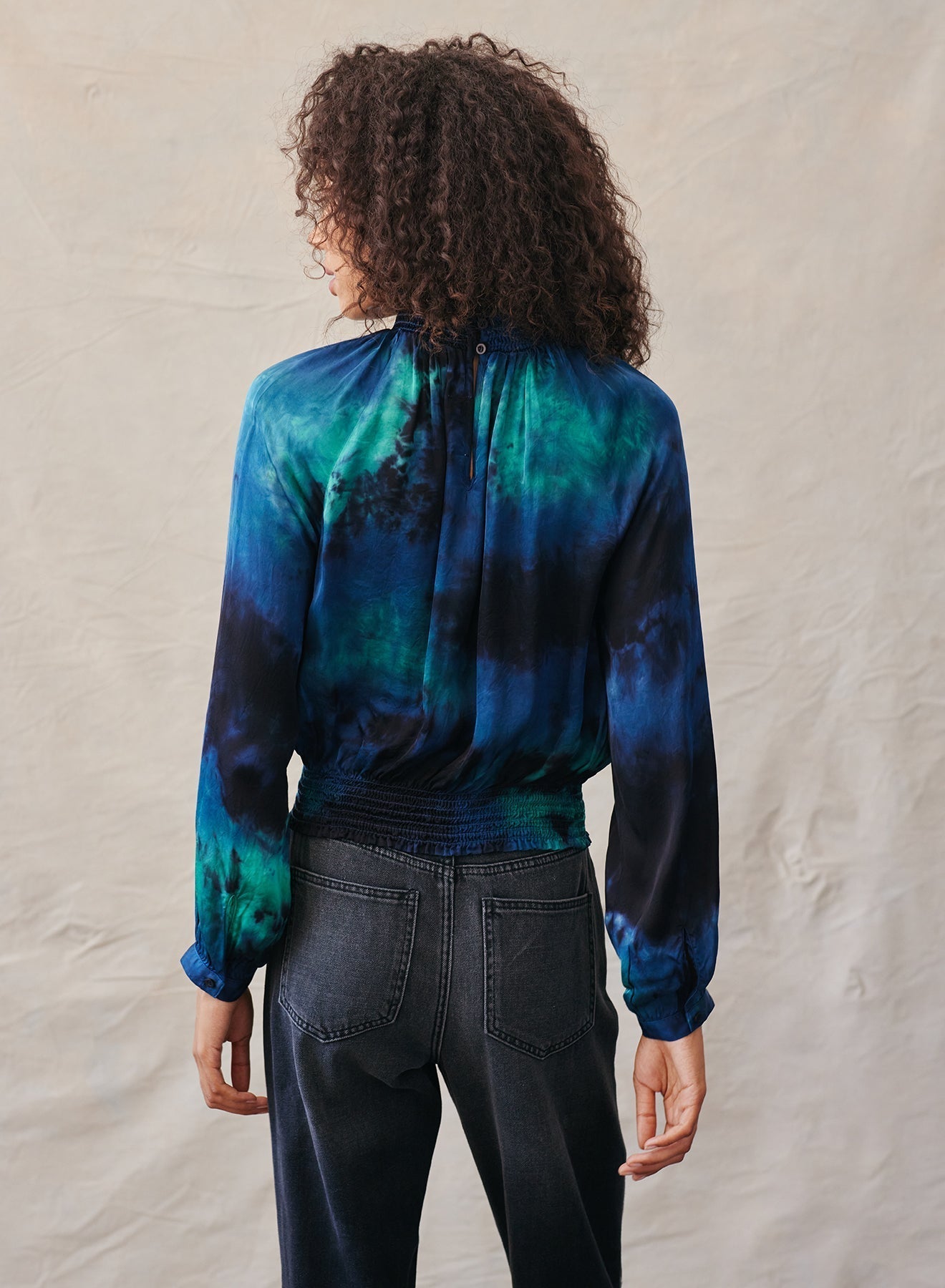 Long Sleeved Smocked Top - Galaxy Dye