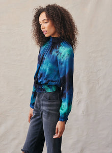 Long Sleeved Smocked Top - Galaxy Dye