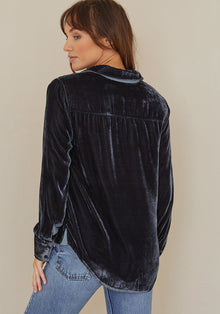 Contrast Halle Velvet Shirt - Glacier