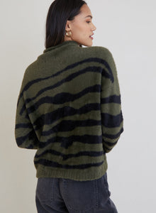 Mock Neck Sweater - Jasper Green Zebra