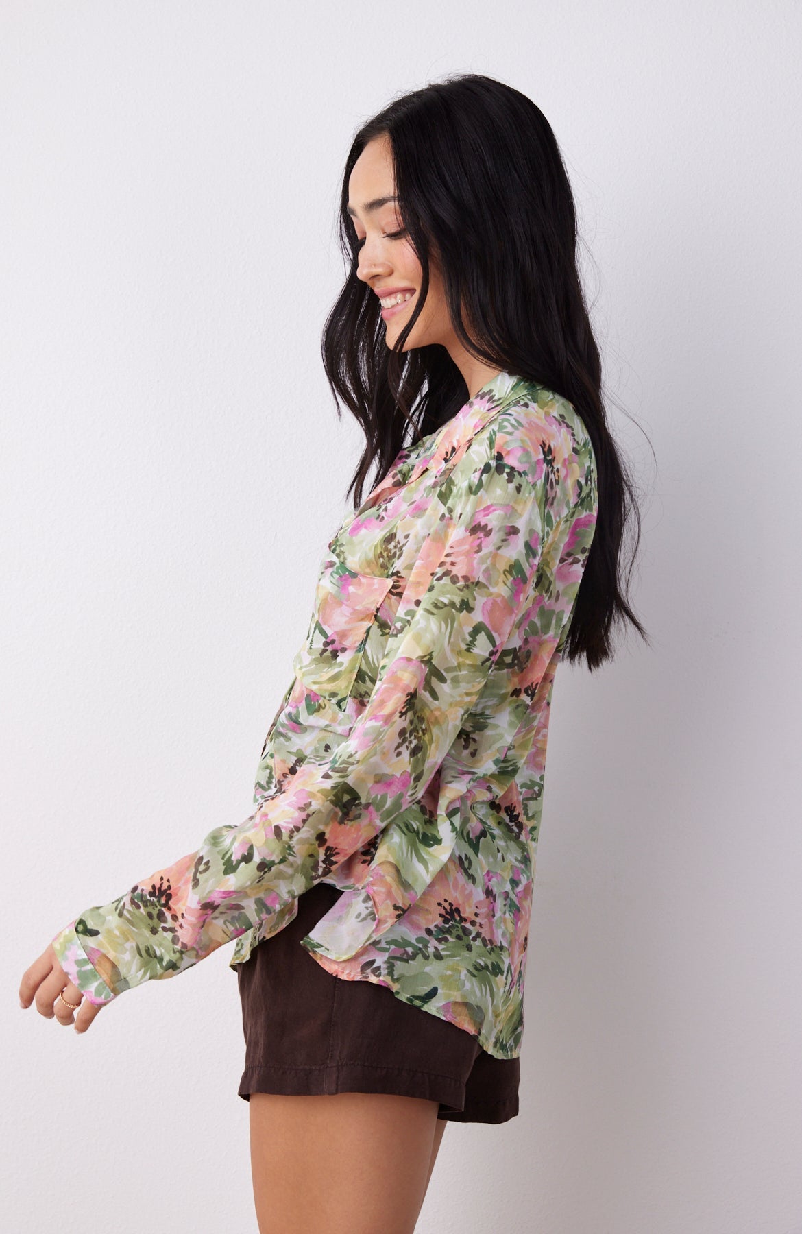 Full Button Down Hipster Shirt | Oasis Floral Print