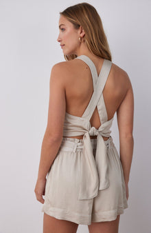 Tie Back Bias Halter | Sandy Ivory