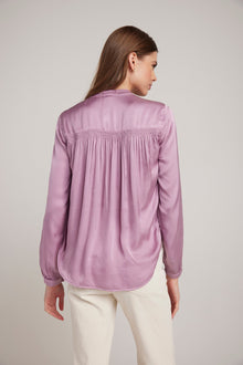 Smocked Button Down Shirt - Icy Orchid