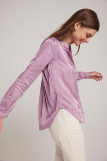 Smocked Button Down Shirt - Icy Orchid