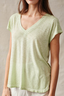 Rib Neck V|Tee | Light Sage