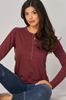 Long Sleeve Henley - Wildberry