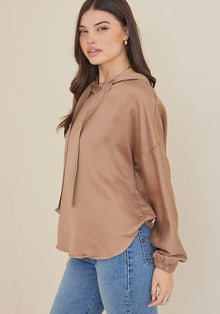 Long Sleeve V-Neck Hoodie - Golden Hour