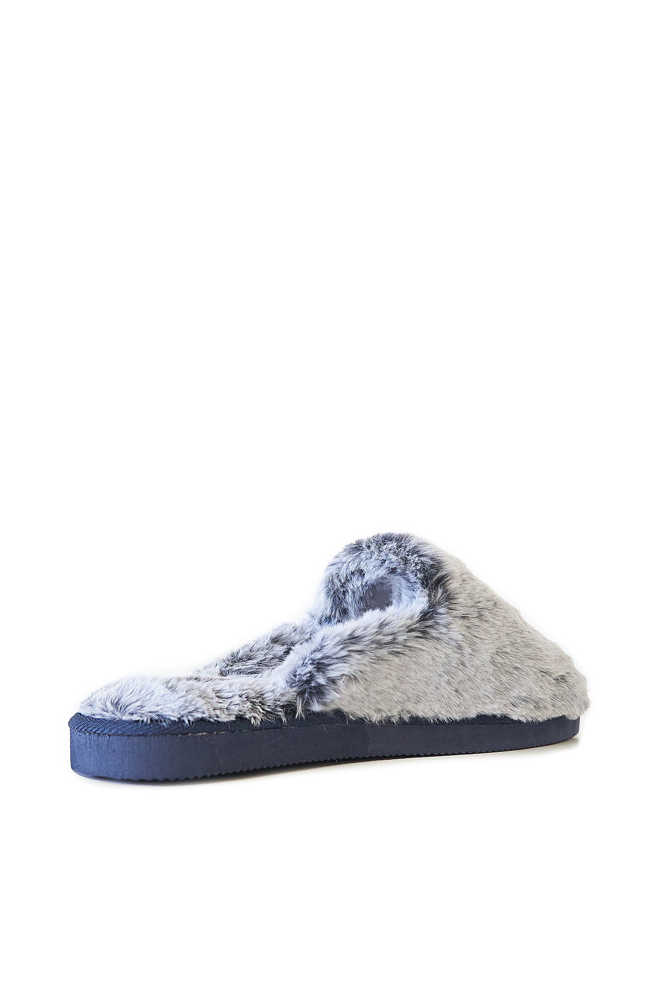 Faux Fur Lounge Slippers - Navy Frost