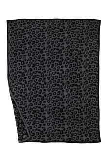 CozyChic Barefoot in the Wild Adult Throw - Leopard | Charcoal/Black