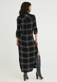 Duster Dress - Black Honey Plaid