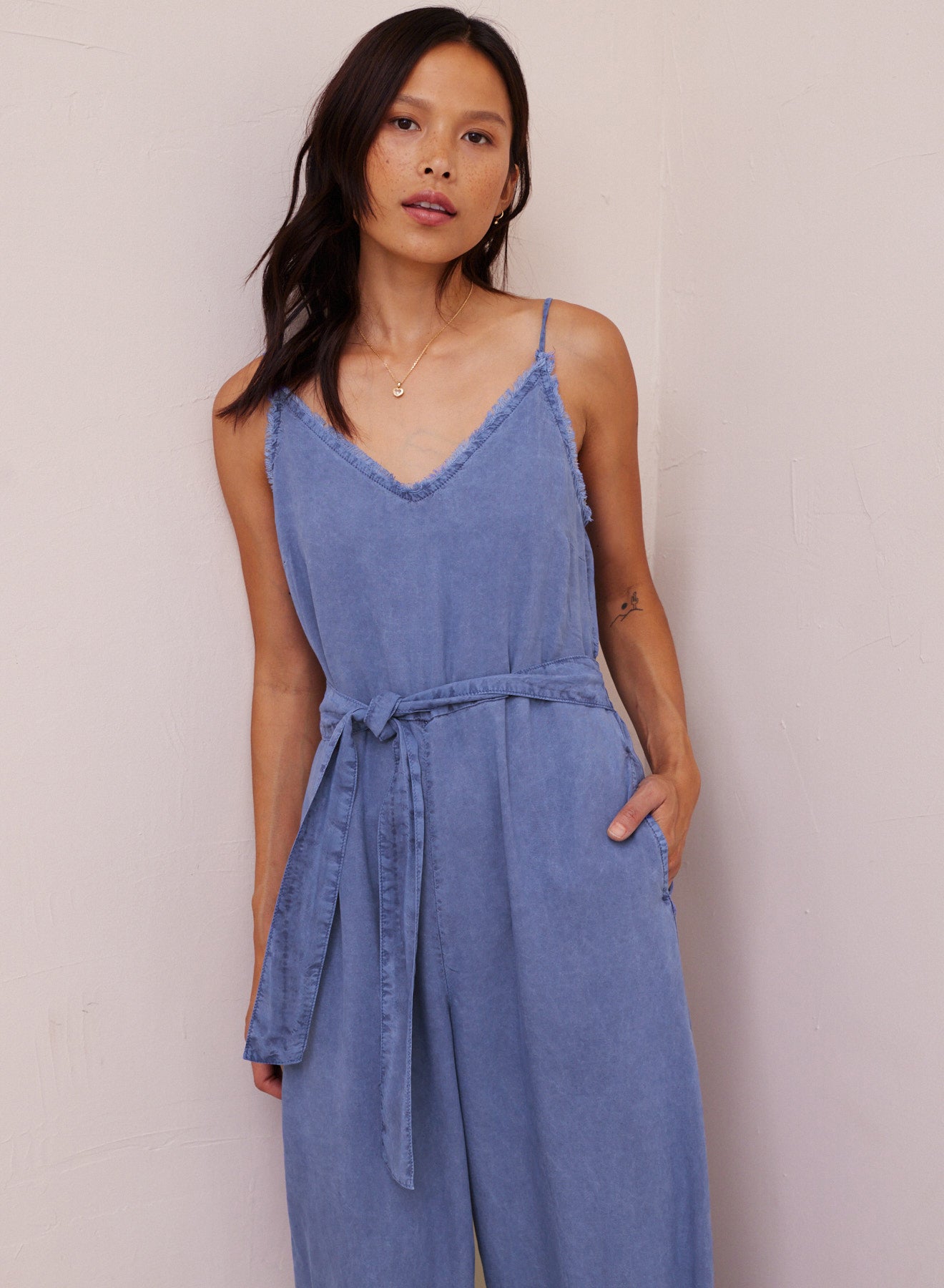 Smocked Back Cami Jumpsuit | Spring Navy