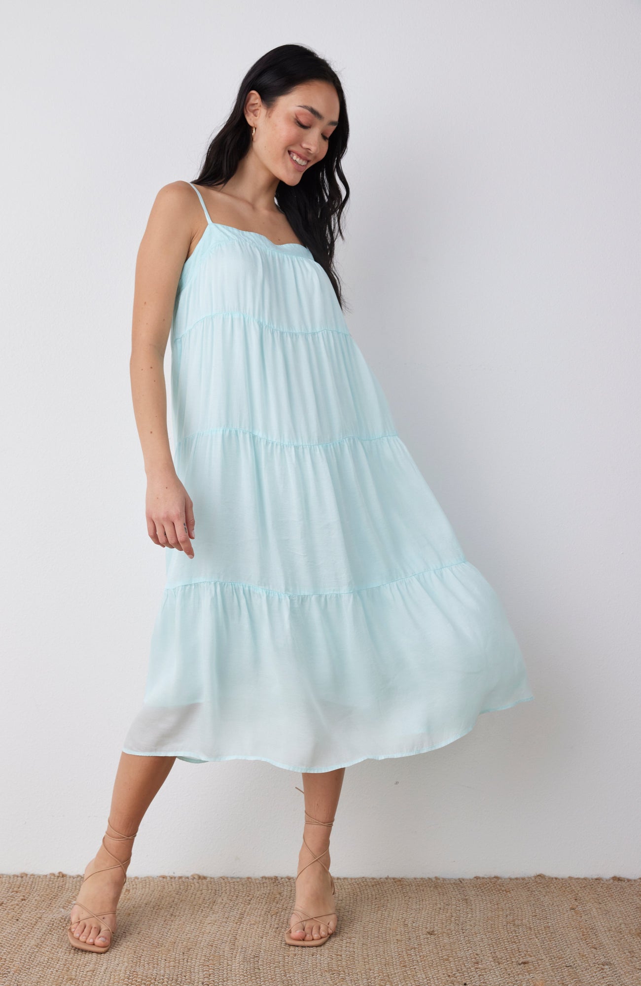 Flowy Tiered Cami Dress | Morning Mist