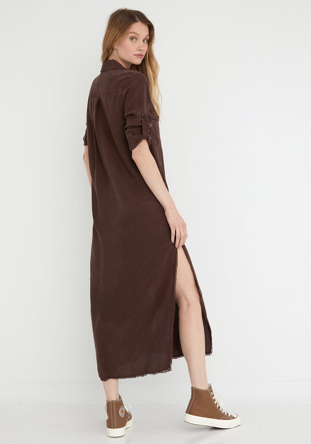 Maxi Shirt Dress - Coffee Bean