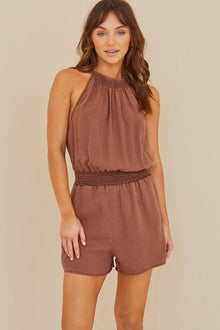 Smocked Halter Romper | Coconut Shell