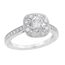 0.90 CT Princess/Round Natural Diamond | Engagement Ring | 18K White Gold | I Color | I1 Clarity