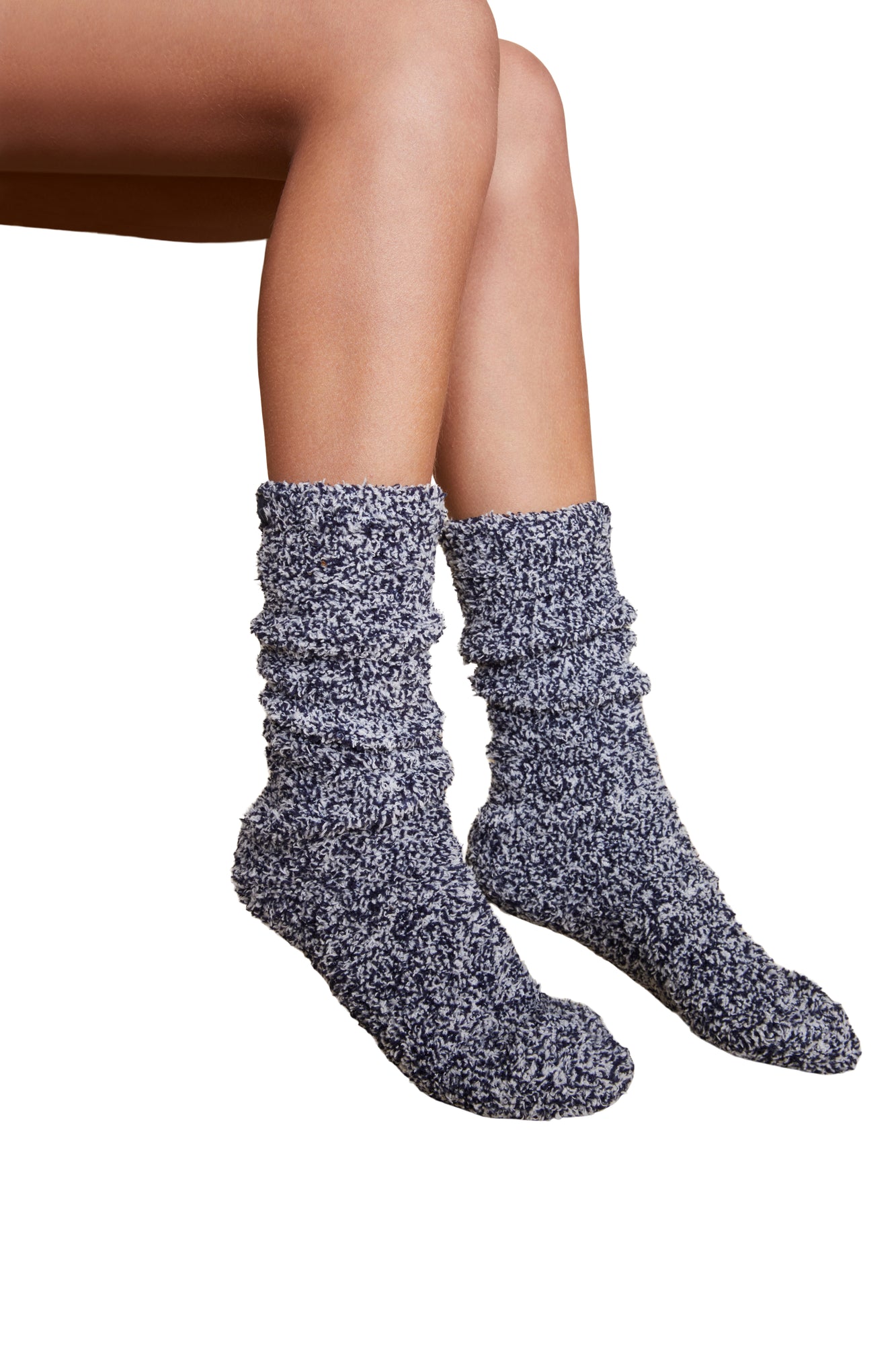 Youth | CozyChic Heathered Socks | Heather Indigo/White