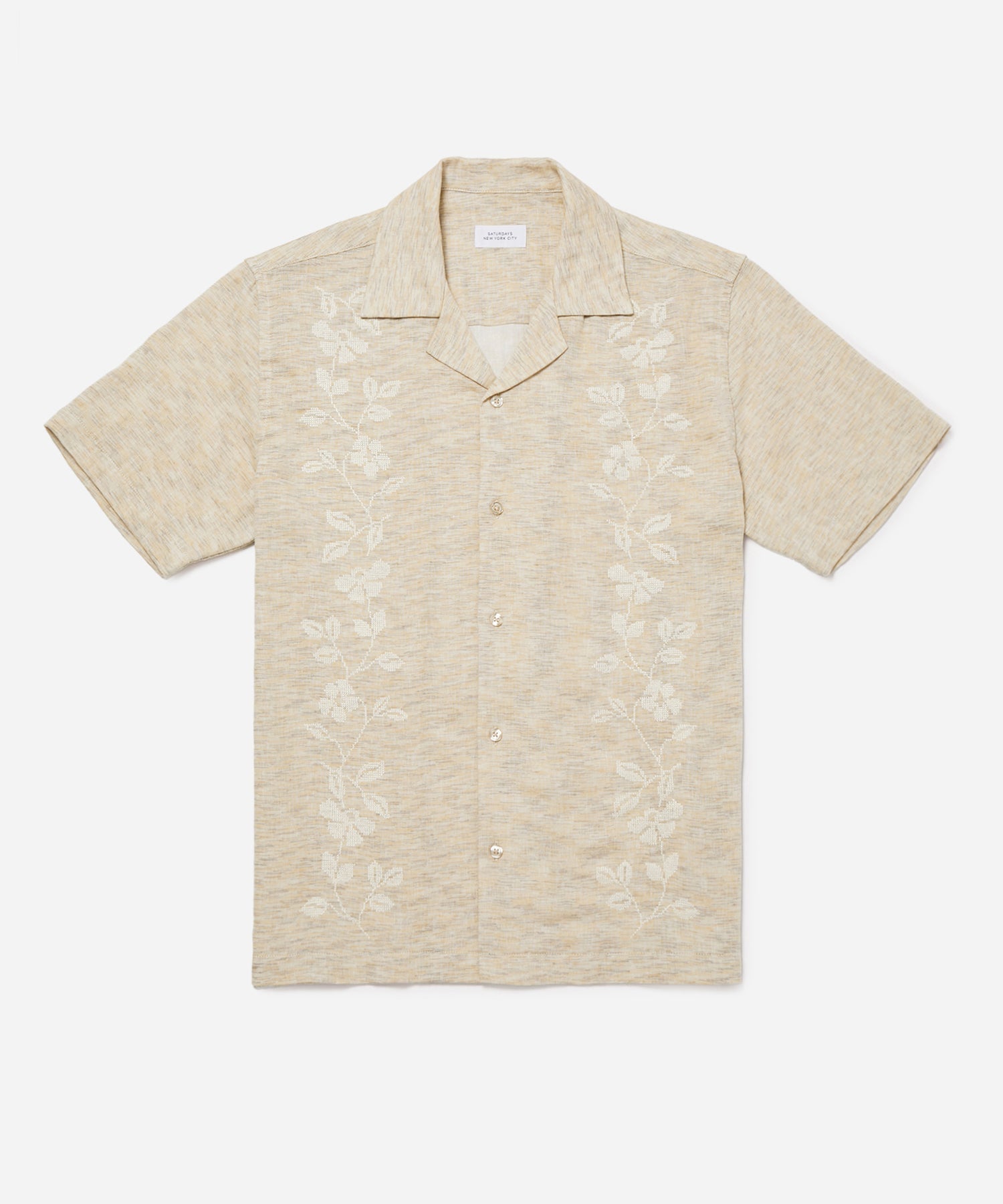 Antique White | Canty Embroidered Linen Gauze SS Shirt