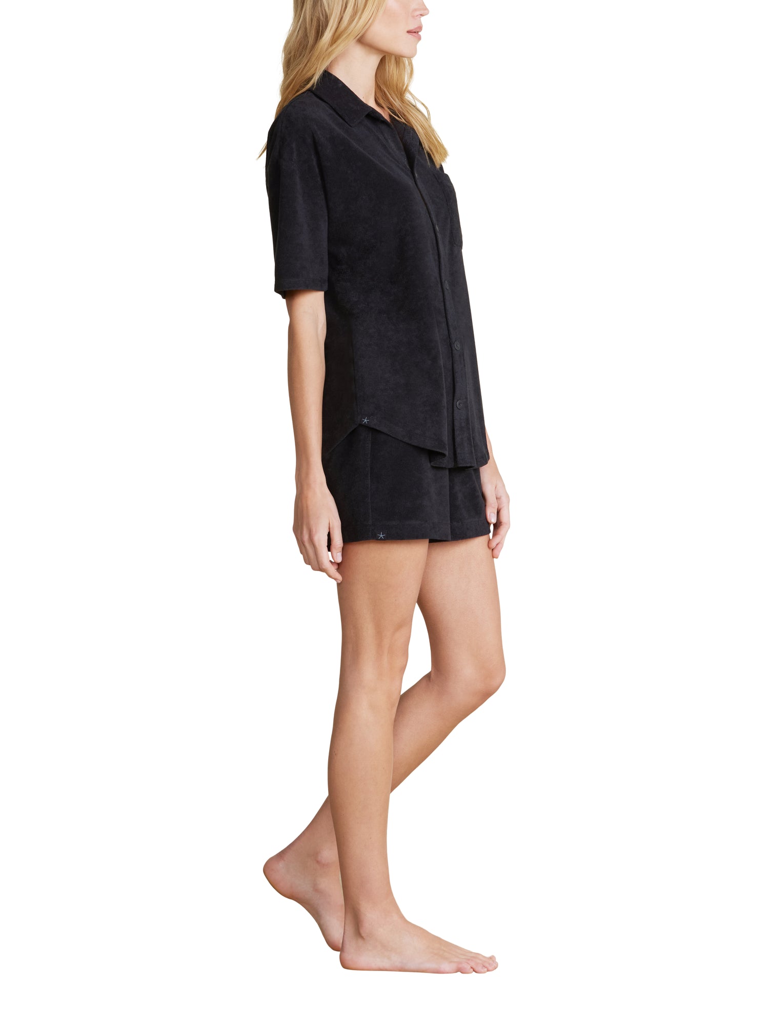 Womens | CozyTerry Button Down Shirt | Black