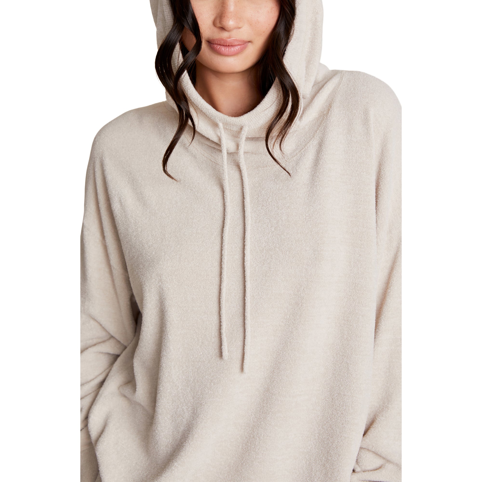 Cozychic Ultra Lite Funnel Neck Hooded Pullover | Bisque