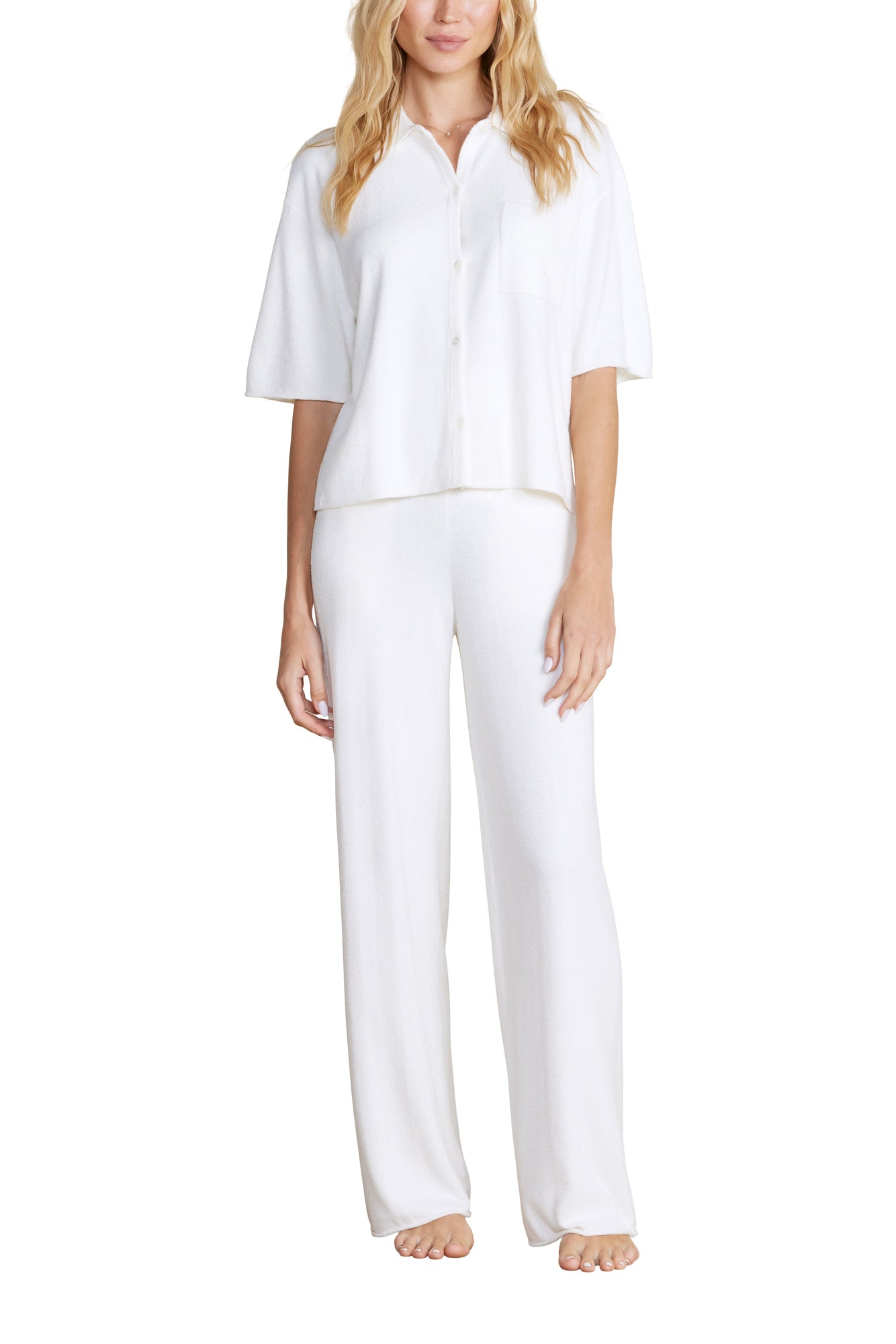 Womens | CozyChic Ultra Lite Cropped Short Sleeve Shirt | Pearl