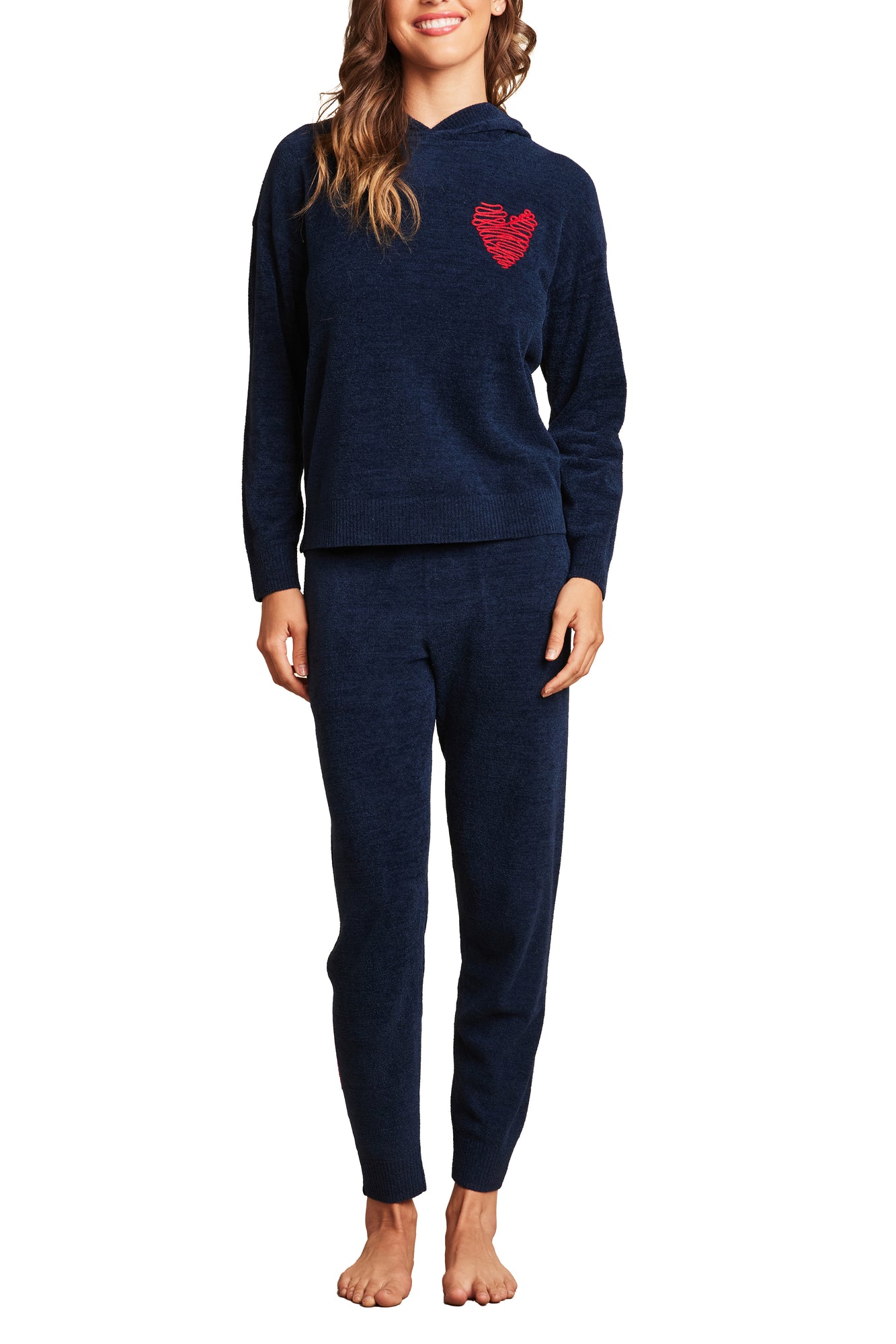 Womens | CozyChic Ultra Lite Embroidered Heart Pant | Marine/Scarlet