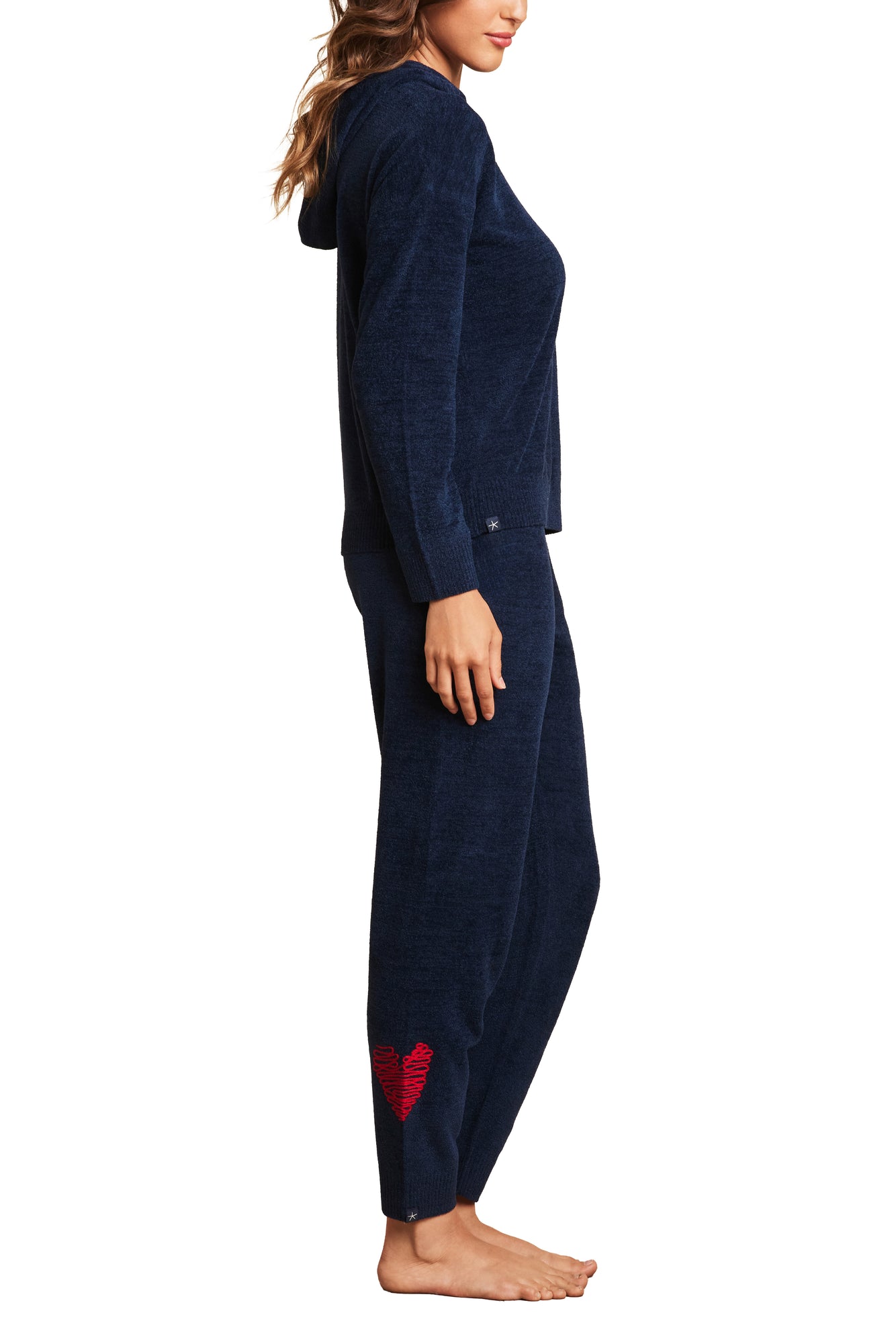 Womens | CozyChic Ultra Lite Embroidered Heart Pant | Marine/Scarlet