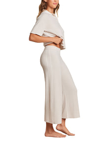 Womens | CozyChic Ultra Lite Side Stripe Crop Pant | Sand Dune/Pearl