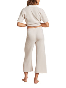 Womens | CozyChic Ultra Lite Side Stripe Crop Pant | Sand Dune/Pearl