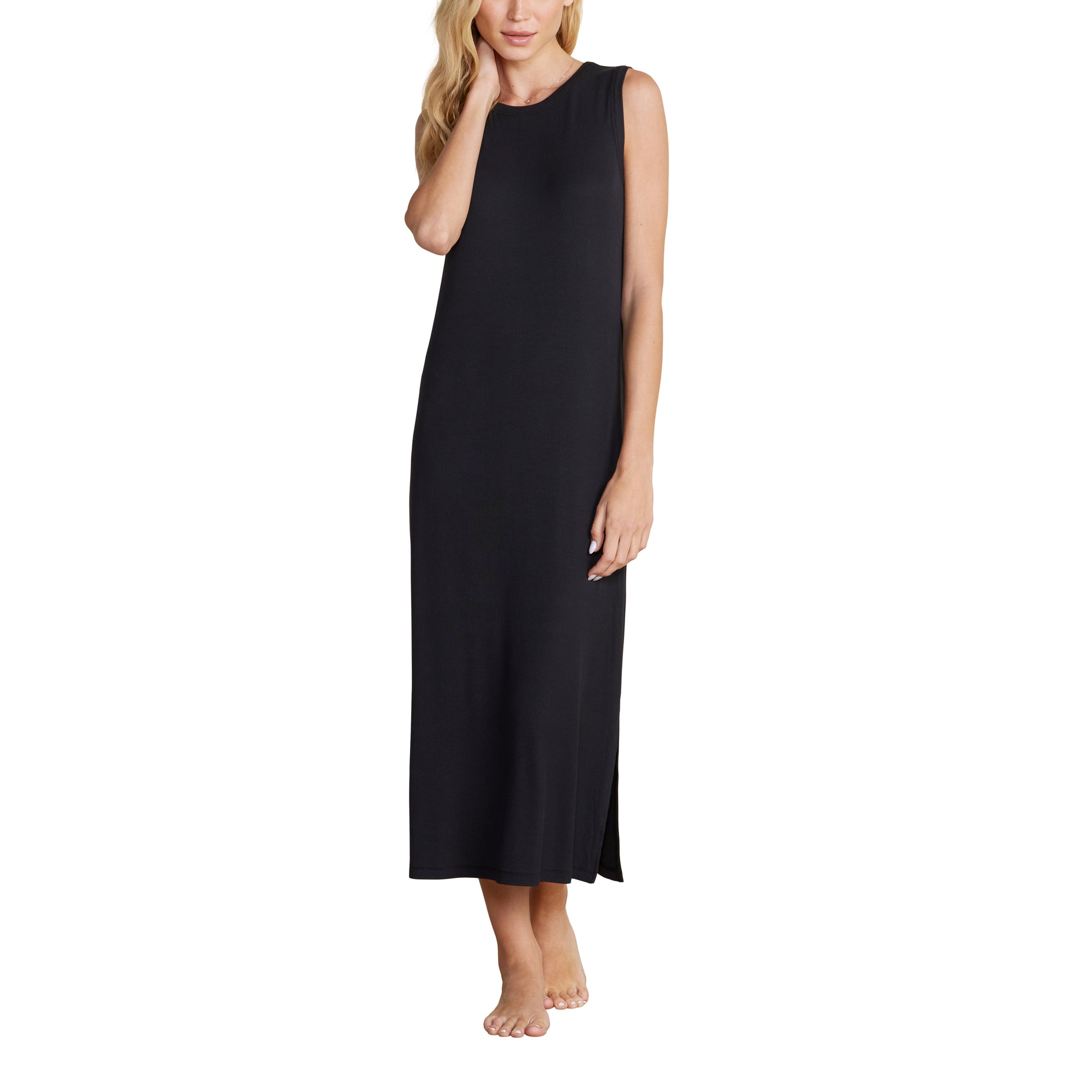 Malibu Collection Ultra Soft Rib Tank Dress | Black