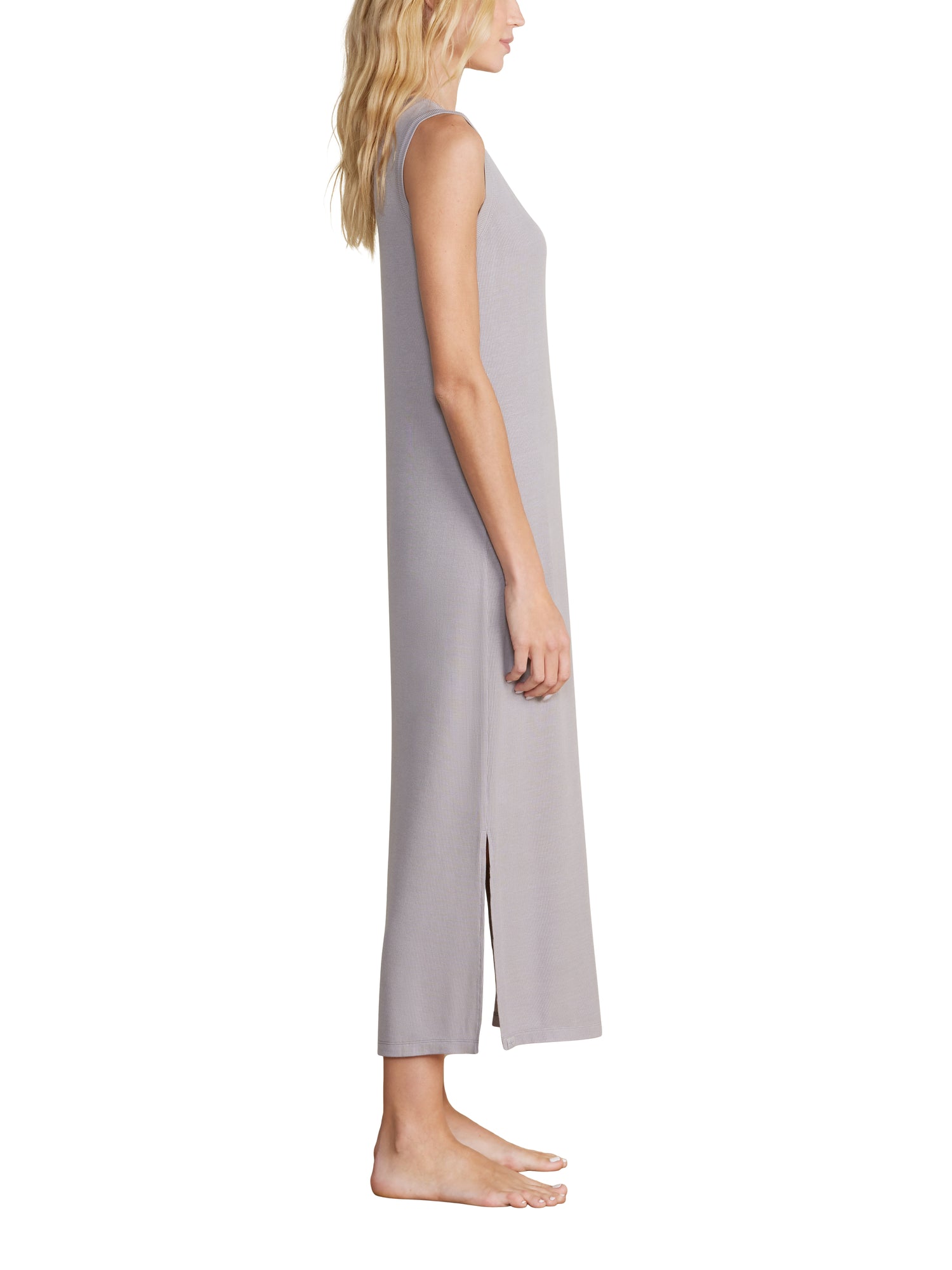 Womens | Malibu Collection Ultra Soft Rib Tank Dress | Pewter